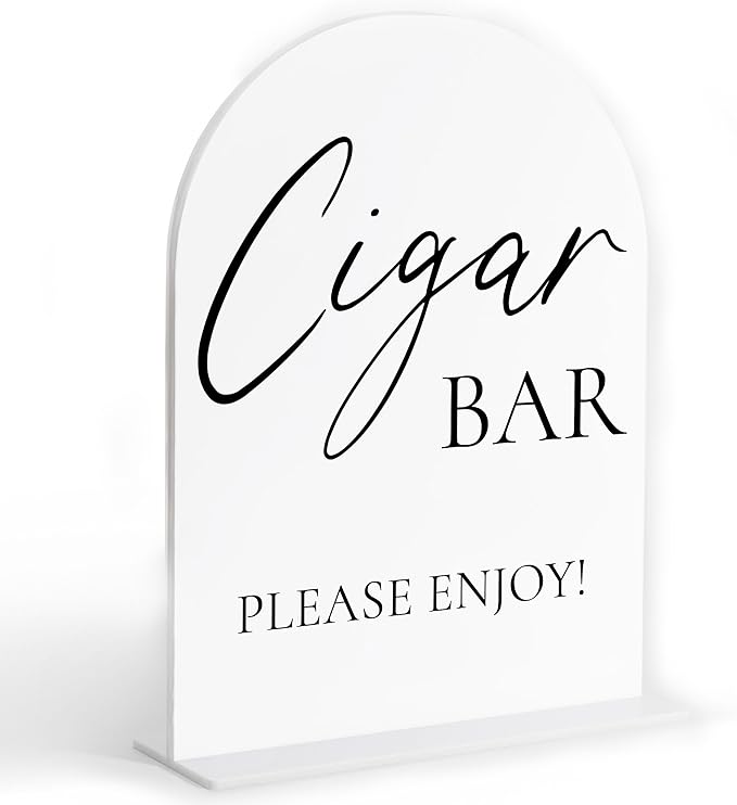 Cigar Bar Sign, White Arch Acrylic Wedding Sign, Wedding Signs for Ceremony and Reception, Cigar Lounge Decor, Bridal Shower Decor, Centerpiece Table Decorations Party for Bride and Groom-1