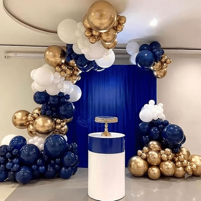 300 Pcs White Navy Blue and Gold Balloons 12 Inch Latex Assorted Color Bulk Balloon for Graduation Ceremony Birthdays Weddings Party Decorations
