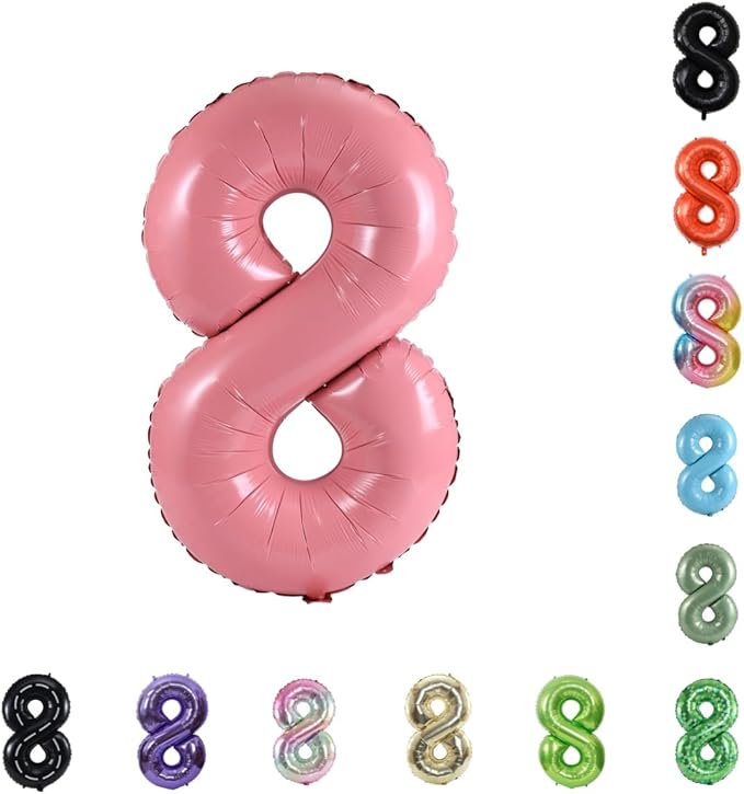 40 Inch Large Foil Helium Number Balloon Birthday Wedding Party 0-9 (Baby Pink, 8)