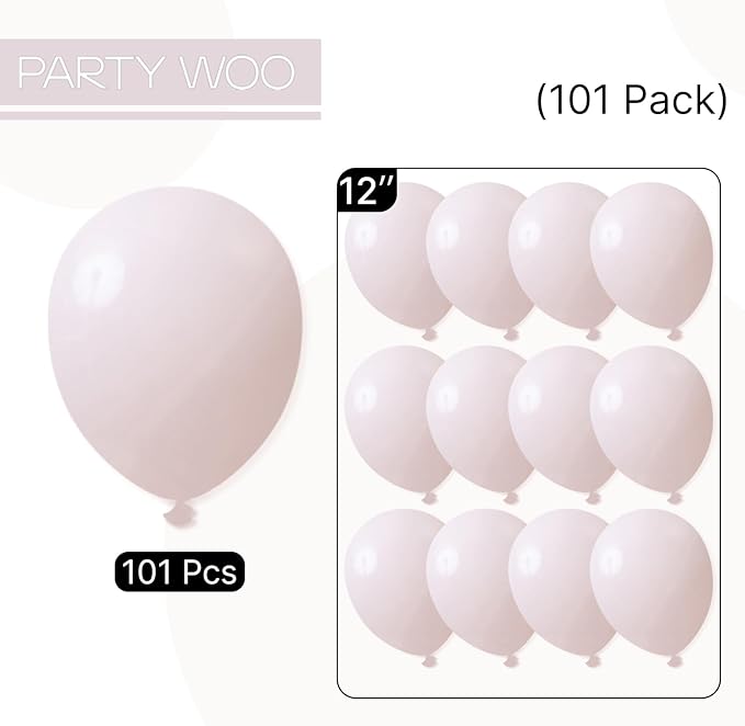 PartyWoo Beige Balloons 101pcs 12 Inch Boho Cream Ivory Neutral White Latex Balloons for Graduation Wedding Anniversary Engagement Bridal Shower Baby Shower Birthday Party Decorations White-F60