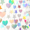 Iridescent Disco-Holographic Party-Decorations Star Heart-Garland - 52Ft Valentines Day Neon Wedding Hanging Paper Streamers Banner,Birthday Bachelorette Baby Bridal Shower Engagement Decor Ouruola