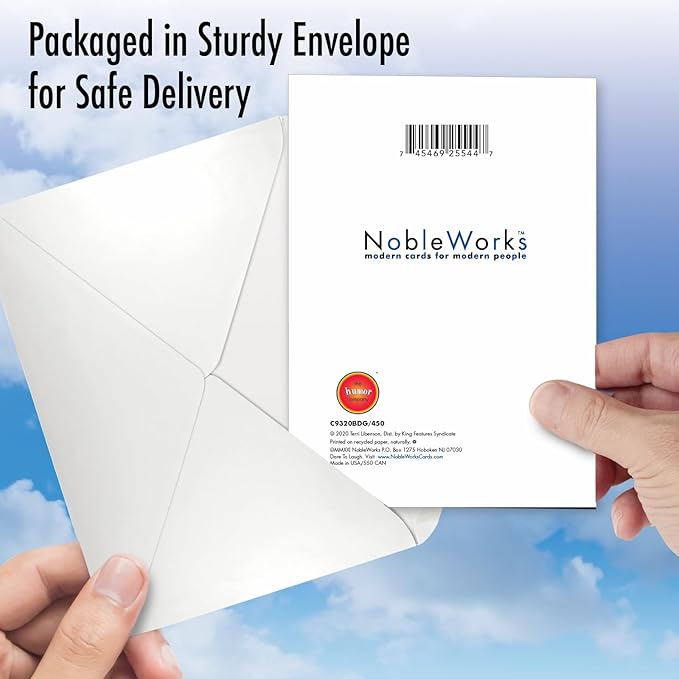 NobleWorks - 1 Funny Women's Birthday Card with Envelope - Cartoon Humor, Stationery Bday Celebration Card for Wife, Women - Synchronized Stressing C9320BDG
