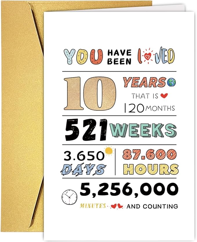10 Year Birthday Card for Boys Girls, Birthday Card for 10 Year Old Kids Boy Girls Niece, 10th Birthday Gift Ideas, Best Gift Decorations for 10th Son Daughter Kids