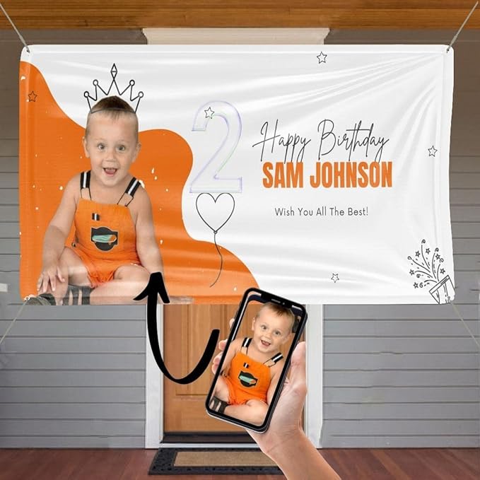 Custom Happy Birthday Vinyl Banner Sign, Personalized Party Backdrop, Gift, and Decoration - From NiceMemoryLLC. (Style-06)