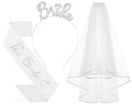 3Pcs Bride to Be Headband with Sash and Veil for Bachelorette Party Decorations，Bridal Shower Favors, Accessories for Gift