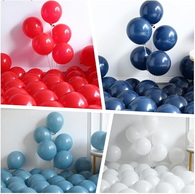 Baseball Balloon Garland Arch Kit,141pcs Red White Deep blue Twilight blue with 3D Baseball bat Star Balloons for Party Supplies