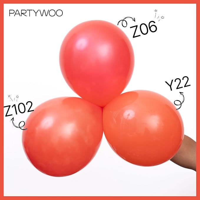 PartyWoo Coral Balloons 140pcs Different Sizes of 18 12 10 5 Inch Coral Pink Light Red Latex Balloon Arch Kit Garland for Wedding Baby Shower Gender Reveal Summer Birthday Party Decorations Red-Y22