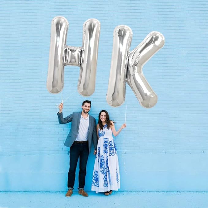 TONIFUL 40 Inch Large Silver Letter K Helium Foil Mylar Balloon for 2026 New Year Eve Graduation Wedding Baby Shower Birthday Party Anniversary Supplies Decorations