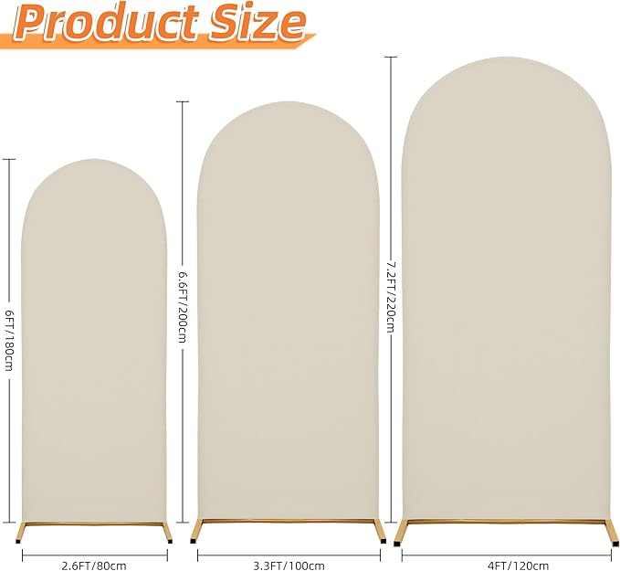 6.6FT Arch Covers,Arch Backdrop Stand Fitted Cover for Wedding Birthday Party Ceremony Banquet Decoration(Off-White,Cover Only)