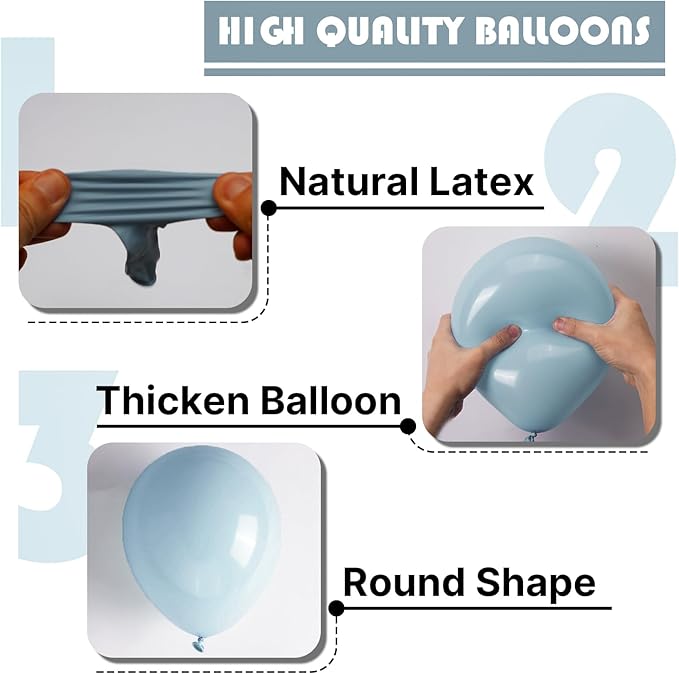 PartyWoo Dusty Blue Balloons 155pcs Different Sizes of 18 12 10 5 Inch Light Blue Aqua Boho Balloon Arch Kit Garland for Graduation Baby Shower Gender Reveal Birthday Party Decorations Blue-F28
