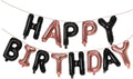 KALOR Black and Rose GoldHappy Birthday Balloons Banner, 16 Inch Mylar Foil Letters Balloon Sign for Birthday Party Decorations Photo Booth Backdrop