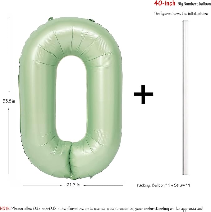 40" Olive green Number Balloons Helium Foil Mylar Balloon Birthday Party banquet Decoration Digital 0