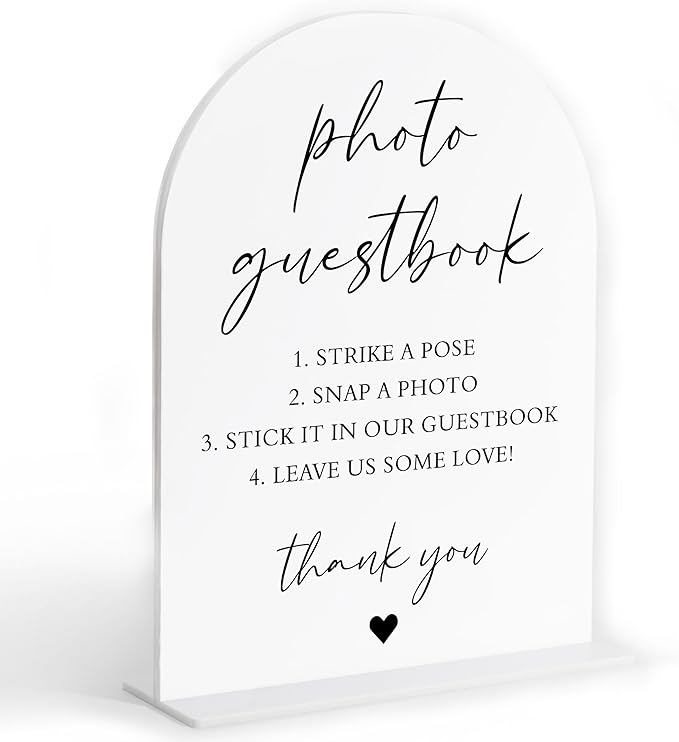 Photo Guest Book Sign, White Arch Acrylic Wedding Sign, Wedding Guest Book Alternative, Bridal Shower Decor, Engagement Party Decor, Centerpiece Table Decorations Party for Bride and Groom-20
