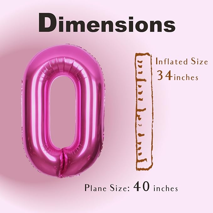 SUWEN 40 Inch Hot Pink Large O Letter Balloons Big Foil Helium Letter Balloons A-Z Jumbo Mylar Happy Birthday Party Decorations for Woman Anniversary Party Supplies