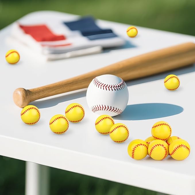 24 Pcs Softball Bouncy Balls for Kids, 32mm Rubber Bounce Sport Balls Bulk for Party Favors, Goodie Bag Fillers, Easter Gift Bag Stuffers, Basket Stuffers, Classroom Prizes, Carnival Party Supplies