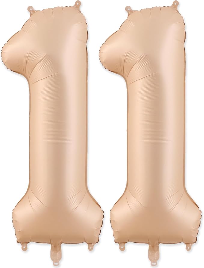 11 Balloon, Number 11 Balloon, Number Balloons 40 Inch, Beige Large Big Foil Number Balloons for Birthday Party Graduation Wedding Anniversary Bachelorette Events Party Decoration Supplies