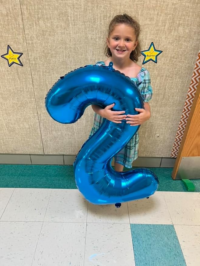 40 Inch Metallic Blue Number 5 Balloon, Giant 5 Number Balloons for 5th Birthday Decorations, Party Supplies for Baby Boy Girl, Metallic Blue Party Decor