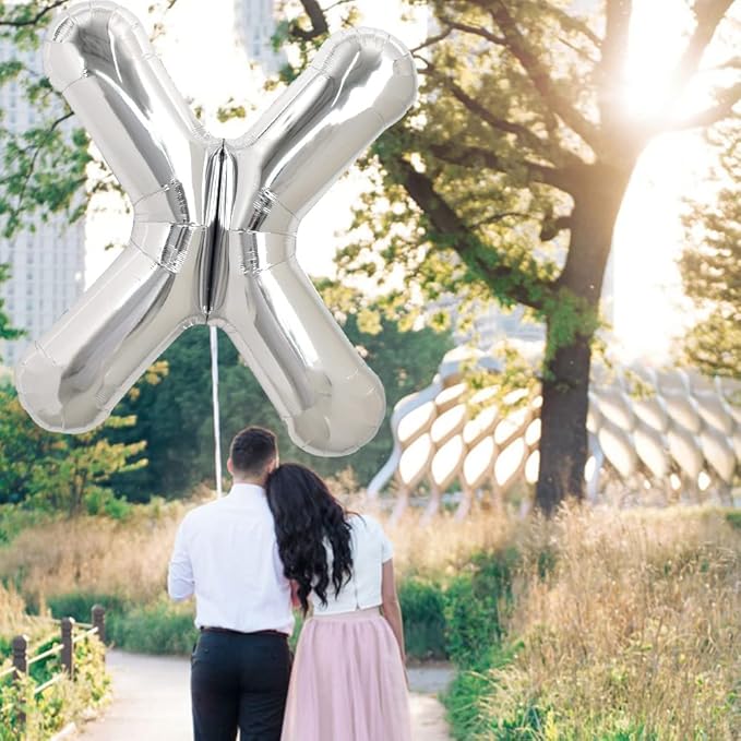 TONIFUL 40 Inch Large Silver Letter X Balloons Helium Balloons,Foil Mylar Big Letter Balloons for 2026 New Year Eve Graduation Wedding Baby Shower Birthday Party Anniversary Supplies Decorations