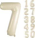 40 inch Cream White Number Balloon Giant Foil Helium Balloons Beige Number 7 Balloon for 7th Birthday Party Anniversary Decorations Supplies