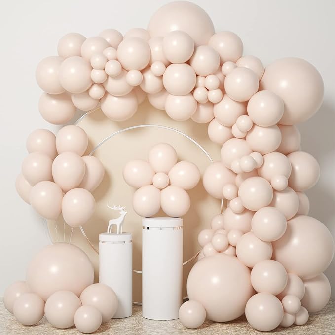 Double Stuffed Blush Balloons Cream Balloon Different Sizes 18 12 10 5inch Nude Balloon Garland Arch Pastel Pale Pink Peach Beige Latex Balloons for Birthday Decoration Wedding Bridal Bachelorette