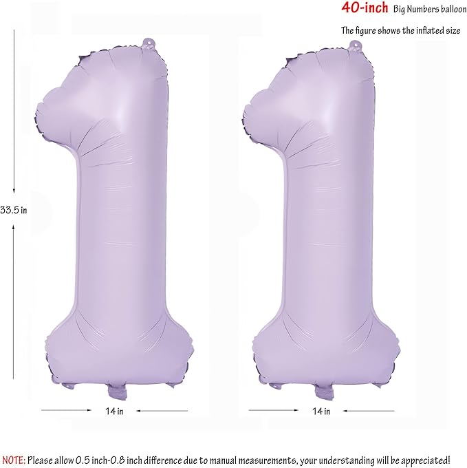 40 In Matte Purple Number Balloons Helium Foil Mylar Balloon Birthday Party banquet Decoration Digital 11