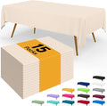 Smiry Disposable Table Cloth - 15 Pack, 54 x 108 Inch Waterproof Rectangle Tablecloths for Parties, Decorative Plastic Table Cover, Leakproof & Sturdy, Ivory