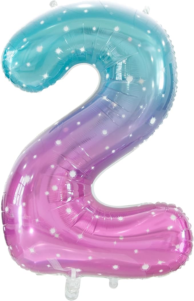 Number 2 Balloon Gradient, Large number balloons 40 inch, 2nd Birthday Balloon Frozen