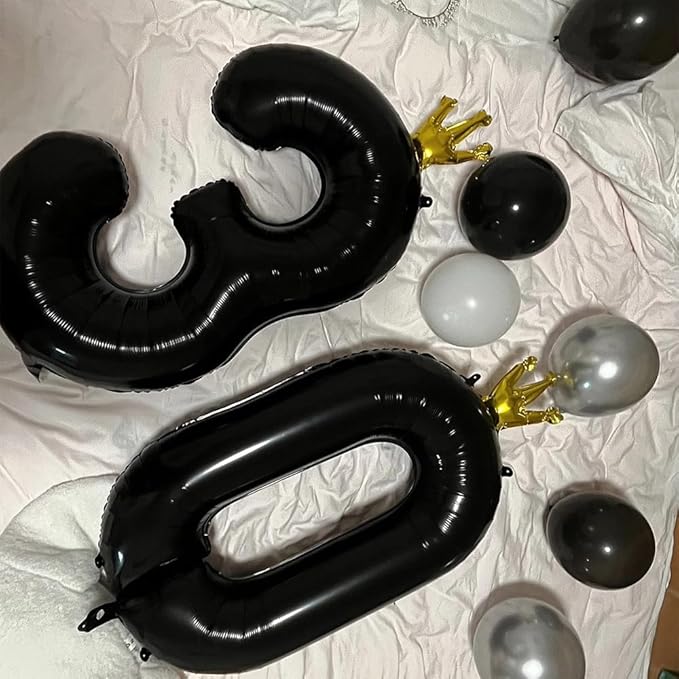 Black Number 6 Balloon with Crown, 40 inch Black Number Balloon 6th Birthday Party Decoration black Crown Balloons 0-9 for Birthday Party Anniversary Decorations Supplies