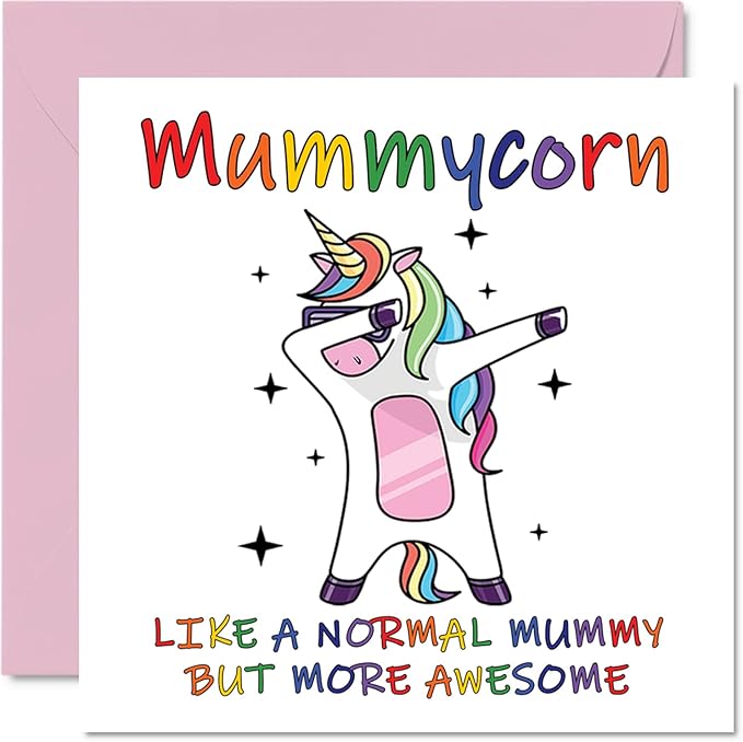 Stuff4 Birthday Cards for Mummy - Mummycorn - Mummy Birthday Card from Daughter Son, Happy Birthday Mummy, Mum Unicorn Birthday Card, 5.7 x 5.7 Inch Seasonal Mama Mammy Mum Mummy Funny Greeting Cards