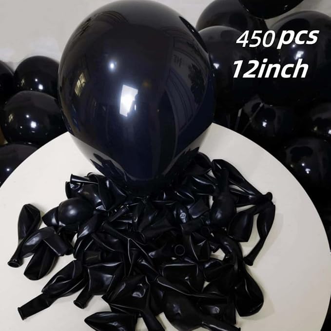 450 Pack Black Balloons - 12 Inch Black Latex Party Balloon Bulk - for Wedding, Birthday, Baby Shower, and More