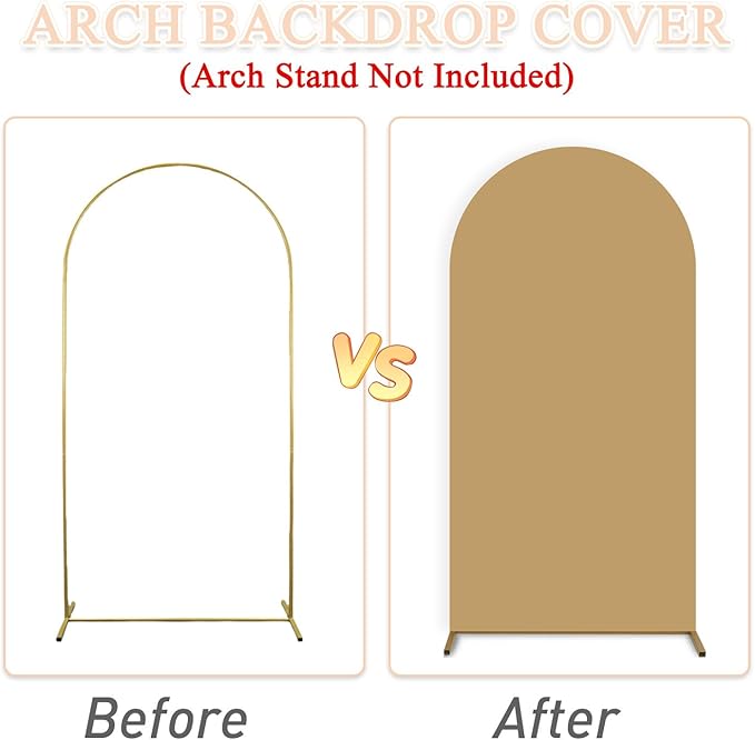 Brown Wedding Arch Cover Set of 3 Arch Cover Fabric 4ft 5ft 6ft Spandex Chiara Backdrop Cover for Arch Stand Tan Arched Backdrop Cover for Birthday Baby Shower Party Arch Stand Cover