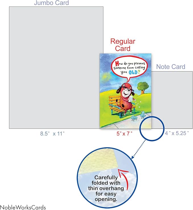 NobleWorks - 1 Awesome Birthday Greeting Card - Cartoon Art, Happy Funny Bday Note - Hearing Aid C2444BDG