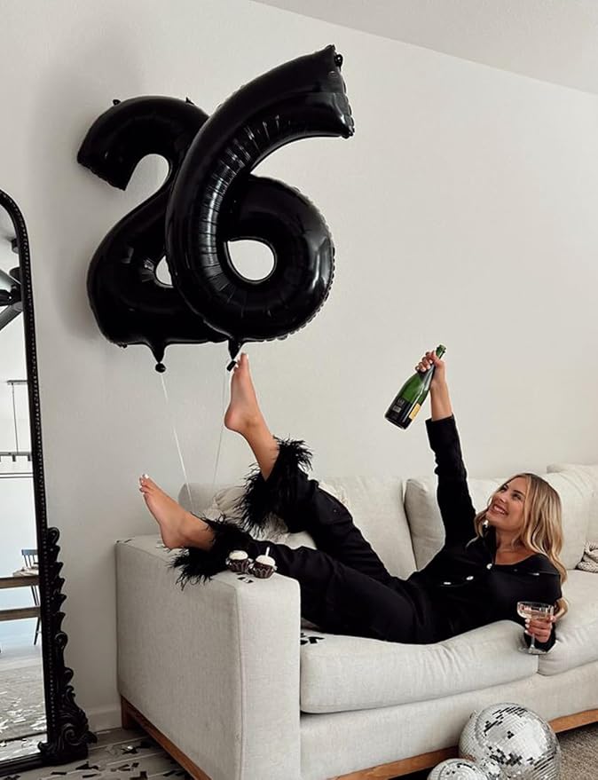 Black Number 6 Balloons – 40 Inch Giant Foil Number Balloon, Black Number Balloon for Men Women Boys Girls Birthday Graduation Anniversary Party Decorations