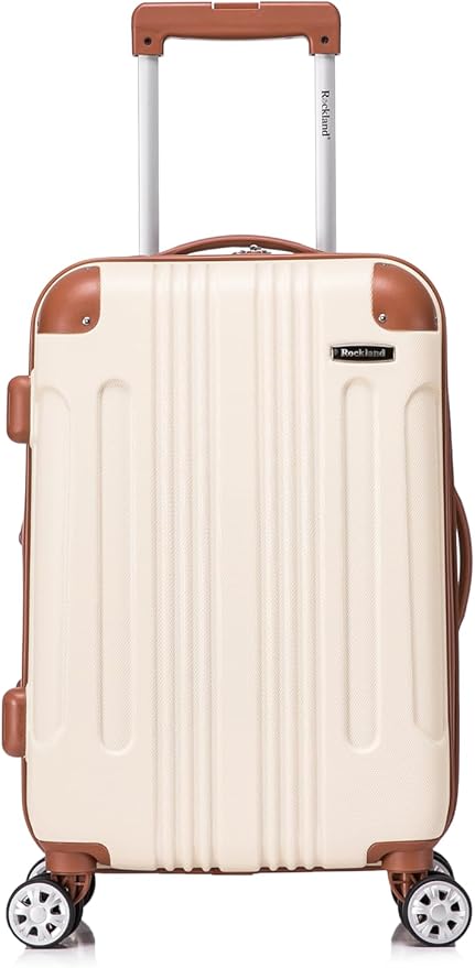 Rockland London Hardside 2 Piece Spinner Wheel Luggage Set, Carry-On 20" and Tote 14", White