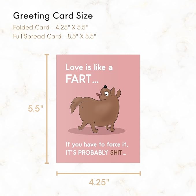 Anniversary Card Mothers Day Birthday for Mom Dad Wife Husband Girlfriend Boyfriend Stepmom Aunt Parents – Cute Funny Sarcastic Greeting Card for Father’s Day – Blank Inside (Love Is Like a Fart...)