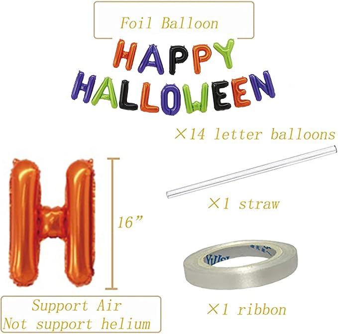 Tellpet Happy Halloween Balloons Banner, Halloween Party Decorations for Home Yard Decor Backdrop Sign, Colorful