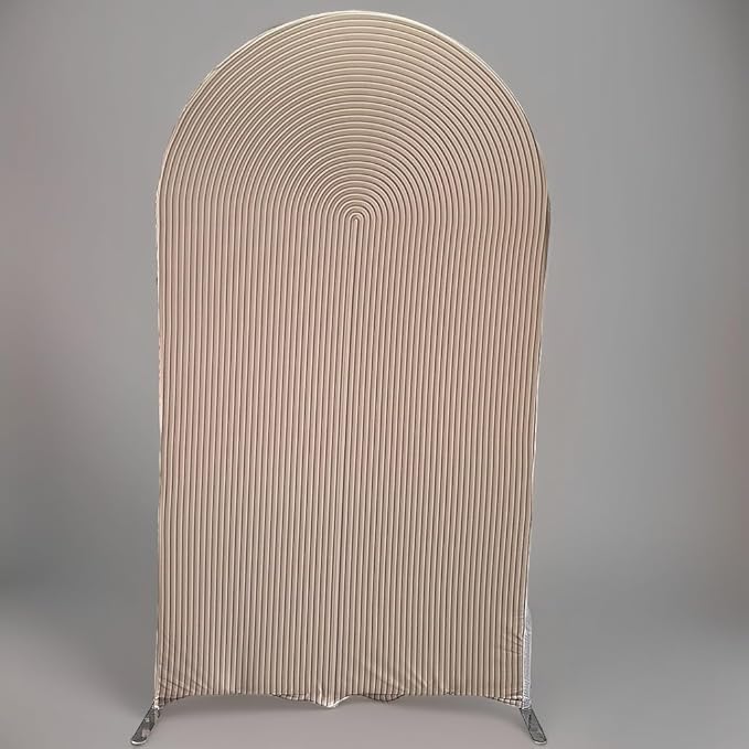 HUAYI Light Tan Ripples Pattern Arch Backdrop Cover for Birthday Party Wedding Baby Shower Decorations Chiara Backdrops Arched Wall Frame Stands Covers Props GP-454 3ft * 6.5ft