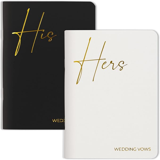 Elegant Vow Books With Gold Foil Lettering For Your Wedding - Perfectly Sized His and Hers Vow Books With Plenty Of Pages To Write Whatever is on Your Heart - A Beautiful Addition For The Wedding Day