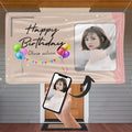 Custom Happy Birthday Vinyl Banner Sign, Personalized Party Backdrop, Gift, and Decoration - From NiceMemoryLLC (Pink Modern Happy Birthday Style 25)