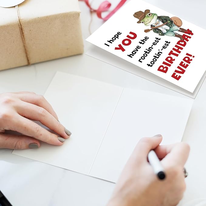 Frog Cowboy Birthday Card for Men Women, Funny Frog Birthday Card for Friend, Cute Birthday Card for Him Her, You Have The Rootinest Tootinest Birthday Ever