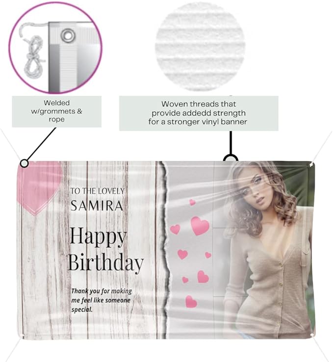 Customized Birthday Banner, Style-04, 24 x 72 inches, Vinyl, Water Resistant, for Party Decoration