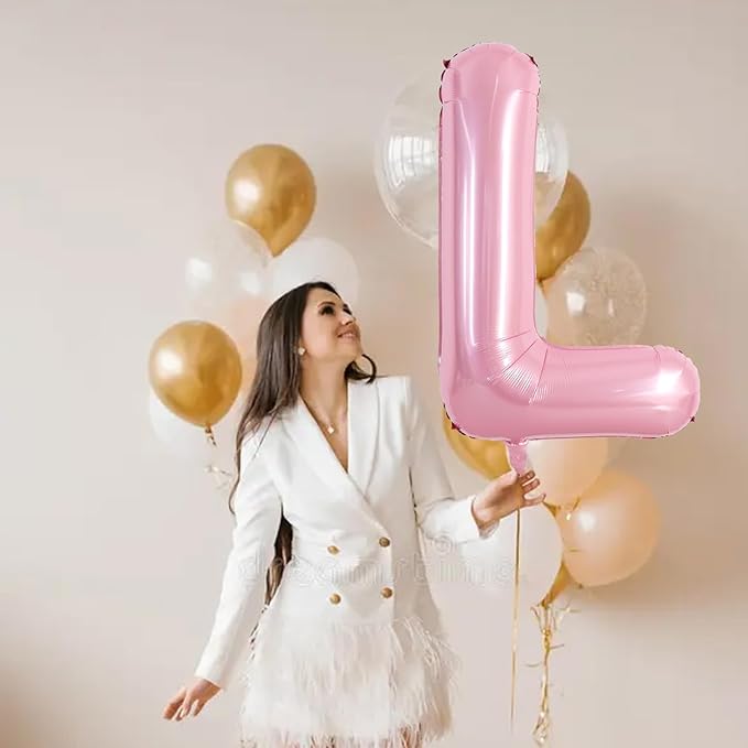 TONIFUL 40 Inch Large Pink Letter L Balloons Giant Foil Mylar Alphabet Balloon for Birthday Party Anniversary Baby Shower Wedding Supplies Decorations