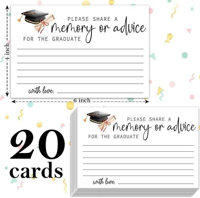 Graduation Advice and Wishes Cards, Modern Advice Cards For The Graduate, Grad Party Announcement Graduate Card, Graduation Party Games Decorations Supplies (20 Pack) C