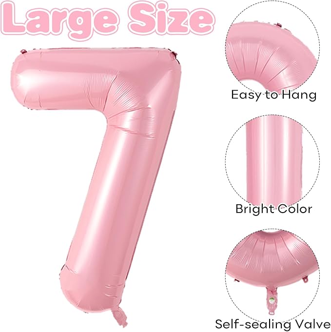 Light Pink 17 Balloon Number 40 Inch, Large Pink Number 17 Balloons, Macaron 17 Balloons Foil Helium 17 Birthday Balloons for Girls Women 17th or 71st Year Old Birthday Party Decorations Anniversary