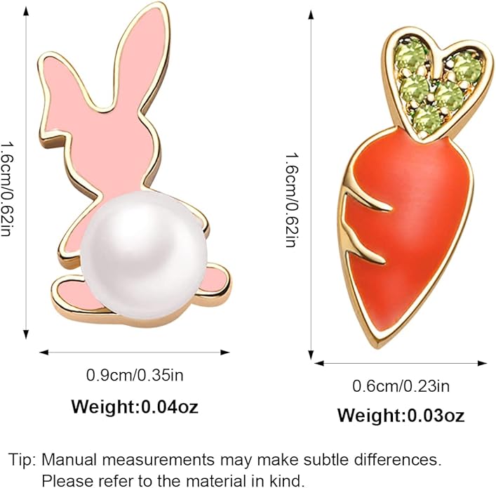 MUYAN Cute Small Easter Bunny Stud Earrings Rabbit Carrot Easter Earrings Holiday Jewelry