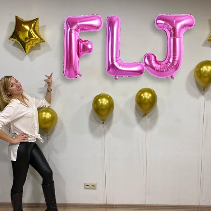 TONIFUL 40 Inch Large Rose Red Letter J Balloons, Giant Hot Pink Alphabet Letter Balloons,Birthday Party Anniversary Supplies Decorations