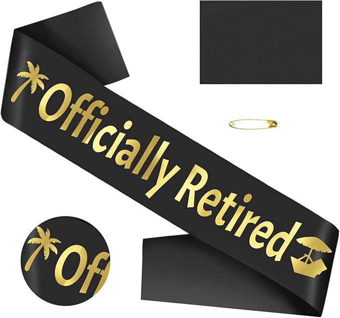 Officially Retired Sash Gold Foil, Black Retirement Party Sash for Men or Women, The Legend Has Retired Sash, Great for Retirement Party Supplies, Gifts & Decorations (Black, Gold)