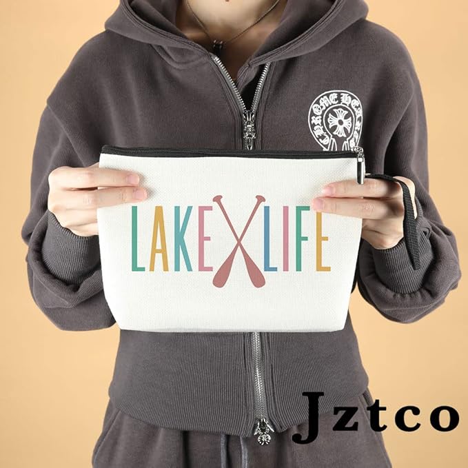 Jztco Unique Lake House Decor Lake Gift Ideas Lake Gifts for Women Housewarming Gifts for Lake Lovers Boat Gifts for Boaters Boat Accessories Gifts Fishing Gifts Lake Decor Girls Trip Makeup Bag