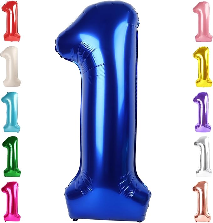 Number Balloons 1, 40 Inch One Balloons for 1st Birthday Girl Boy 1 11 21 Party Decorations Baby Shower Photo Shoot, Navy Blue 1 Balloon