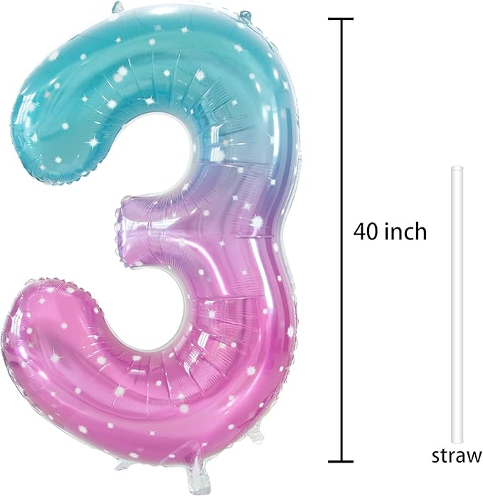 Number 3 Balloon, Large number balloons 40 inch, 3rd Birthday Party Decorations Third Birthday Sign Decor